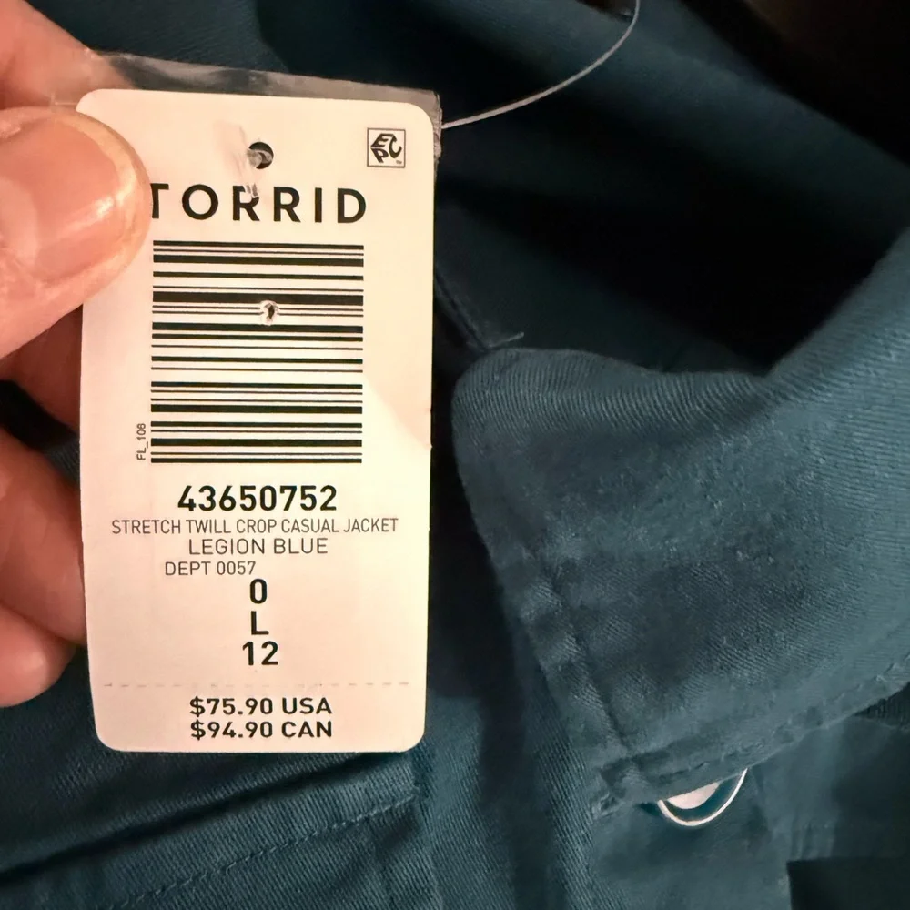 torrid Teal Utility Button-Front Jacket - Picture 11 of 13
